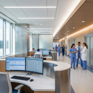 Healthcare use cases -1 a realistic high resolution photograph of a modern high tech hospital corridor